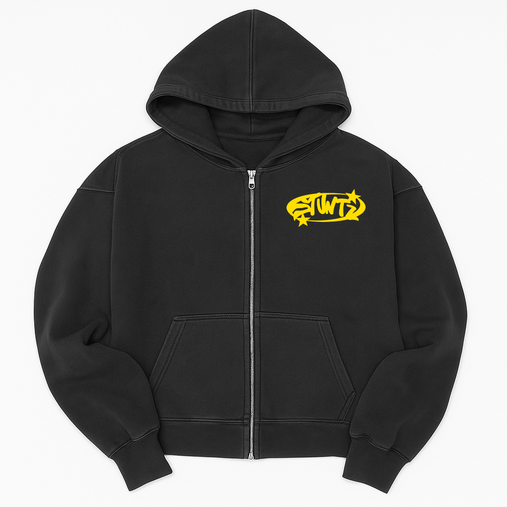 STNTZ black hoodie.