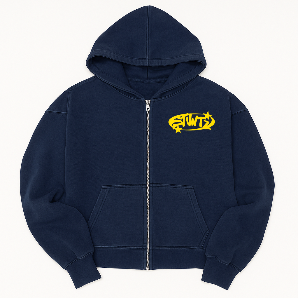 STNTZ navy hoodie.